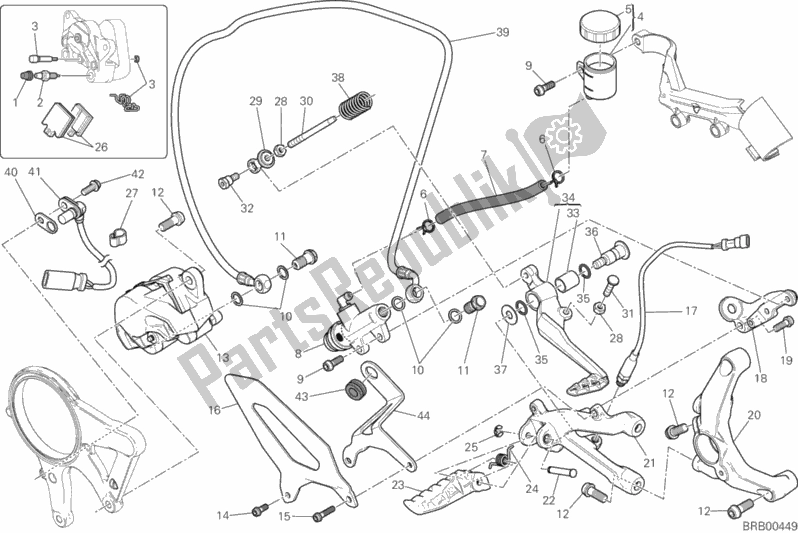 Wszystkie części do Freno Posteriore Ducati Superbike 1199 Panigale USA 2013